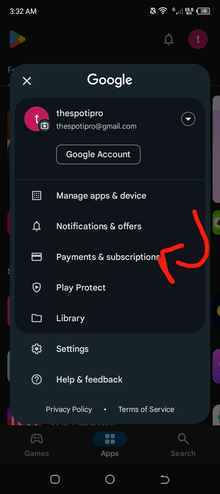 Google Play Store: Spotify Payment Method: