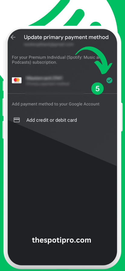 Spotify Payment method on Mobile Browser: